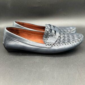 Robert Zur Shoes Women 6.5 AAAA Woven Glove Leather Petra Driving Loafer Navy